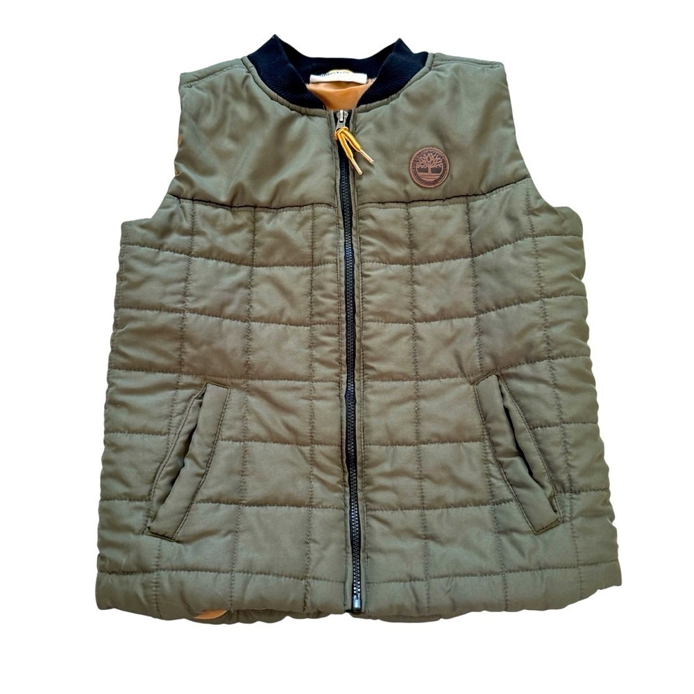 Timberland Olive Green Quilted Vest Boys Size 5 Outdoor Travel - Picture 1 of 6
